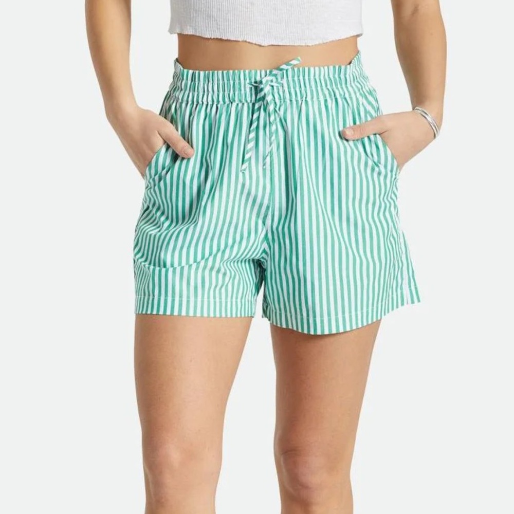 BRIXTON green & white stripe women’s Boxer Short Small - Picture 2 of 9
